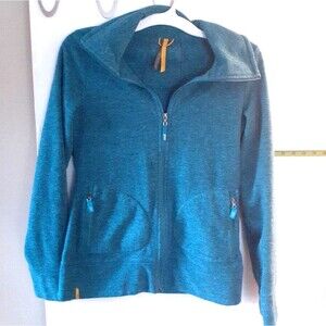 Lole fleece jacket women's s zip front performance turquoise blue athleisure
